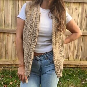 Vintage Woolrich Chunky Knit Sweater Zip Vest (Neutral Taupe) Scandi
